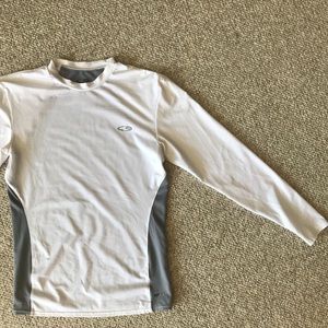White and grey champion long sleeve dri fit